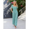 Whizmax Women's Summer Smocked Jumpsuits Casual Square Neck Short Sleeve High Waist Wide Leg Rompers with Pockets - 3 of 4