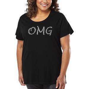 LA Pop Art Women's Word Art T-shirt - OMG - 1 of 4