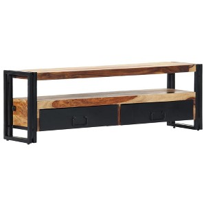 vidaXL TV Cabinet Natural wood color, black - 1 of 4
