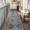Machine Washable Low Pile Rug - Non-Slip Vintage Geometric Design for Living Room, Bedroom, Dining Room - 2 of 4