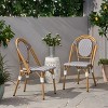 Okak 17.5" Outdoor PE Rattan French Bistro Chairs,Set of 2,Outdoor Accent Chairs with Aluminum Frame&Bamboo Print Finish,Patio Seating - 3 of 4