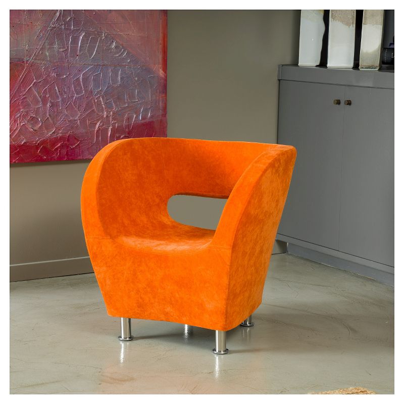 Modern Orange Microfiber Accent Chair - Orange - Christopher Knight Home, 5 of 6