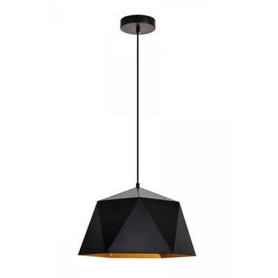 Elegant Lighting Arden Collection Pendant D15.0 H9.6 Lt:1 Black and Gold Finish