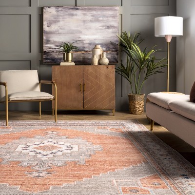 Reversible Medallion Synthetic Area Rug 8' x 10' - Easy Care & Stain-Resistant