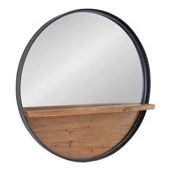 30" Owing Round Wall Mirror Black - Kate & Laurel All Things Decor