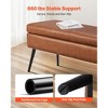 VEVOR Leather Storage Ottoman Bench, PU Leather Bench with Storage and Metal Legs, Upholstered End of Bed Benches, Brown - 3 of 4