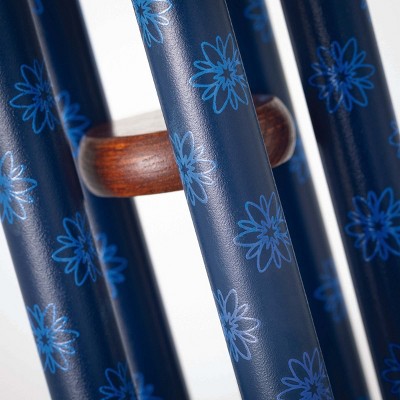 24" Blue Metal and Wood Garden Wind Chime