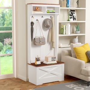 Akoasm 70.9 in. H Minimalist Coat Rack with Storage For Bedroom & Living Room-White - 1 of 4