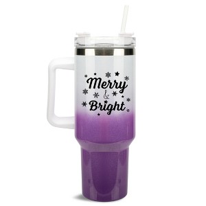 100 North Merry & Bright Snowflake Winter Wonderland Wrap-Around 40 Oz. Stainless Steel Water Bottle Coffee Mug, Spill & Leak Resistant, Travel - 1 of 4