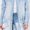 Women's Long Distressed Shacket - American Bazi - 2 of 2