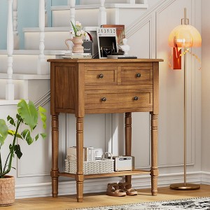 PAGED 23.7 inch Rectangle Console Table with 3 Storage Drawers,Mid-Century Entryway Table with Bottom Shelf for Living Room,Hallway - 1 of 4