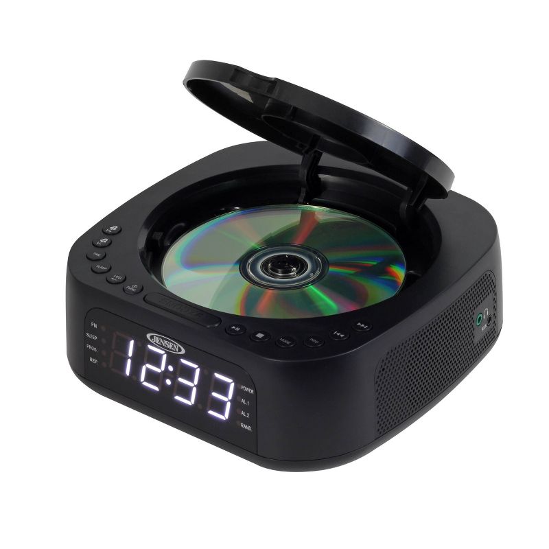 JENSEN Stereo Dual Alarm Clock with Top Loading CD/MP3 CD Player - Black, 1 of 7