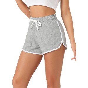 cheibear Women's Sweat Shorts Casual Summer Lounge Athletic Running Elastic Cotton Pajama Shorts - 1 of 4