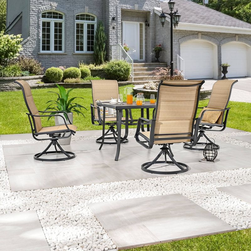 5pc Outdoor Steel Patio Dining Set Cream - Lokatse: Weather-Resistant, Easy-Clean, Comfortable Seating, UV-Resistant, 1 of 11