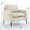 Set of 2 Faux Leather Lounge Chairs, Modern Retro Upholstered Single Sofa Armchairs with Cushions for Living Room or Bedroom-Koiai - 4 of 4
