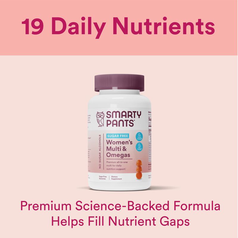 SmartyPants Sugar Free Women&#39;s Multi &#38; Vegetarian Omega 3 Gummy Vitamins with D3, C &#38; B12 - 60 ct, 4 of 14