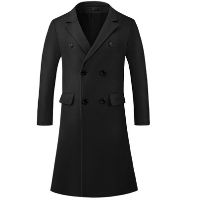 Lars Amadeus Men's Double Breasted Notched Lapel Formal Winter Trench Coat Black X Large — фото 2