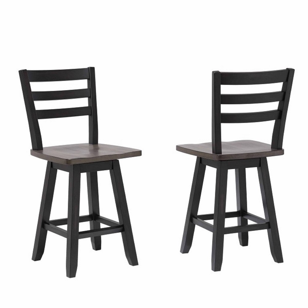 Brassex Set of 2 Artega Counter Height Barstools Oak/Dark Gray