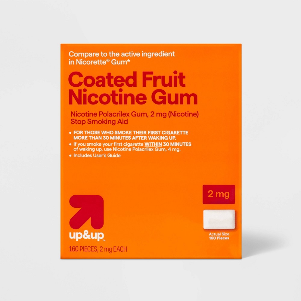 Nicotine 2mg Stop Smoking Aid Fruit Coated Gum - 160ct - up&up™