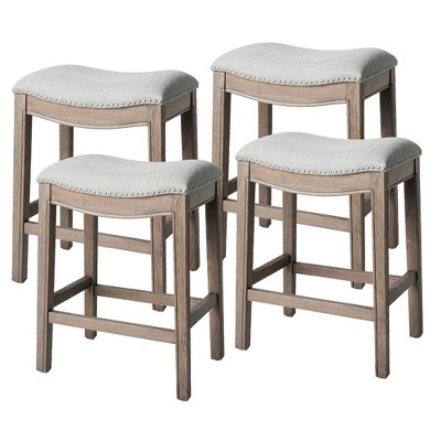 Maven Lane Adrien Upholstered Backless Saddle Kitchen Stool, Set of 4