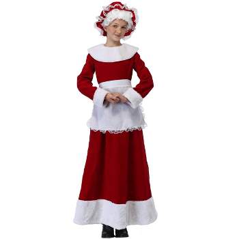 HalloweenCostumes.com Medium Girl Mrs. Claus Costume for Girls, White/Red