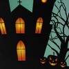 Northlight 23.5" Halloween Prelit LED Church in Cemetery Canvas Wall Art - Teal Blue/Black - 4 of 4