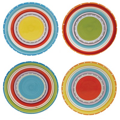 Certified International Mariachi Earthenware Appetizer Plates (6") Orange - Set of 4