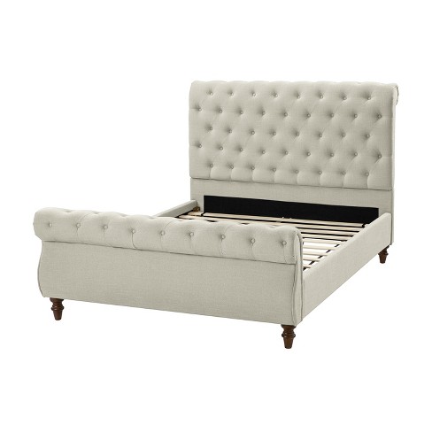 Deirdre Upholstered Lighted Sleigh Platform Bed With Headboard And ...