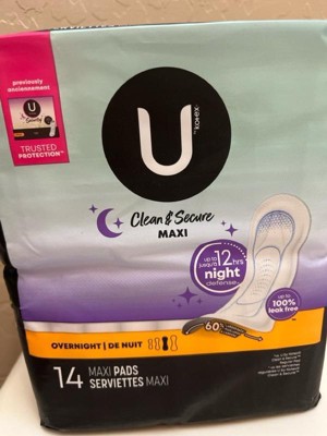 U By Kotex Clean & Secure Overnight Maxi Pads - Unscented - 40ct