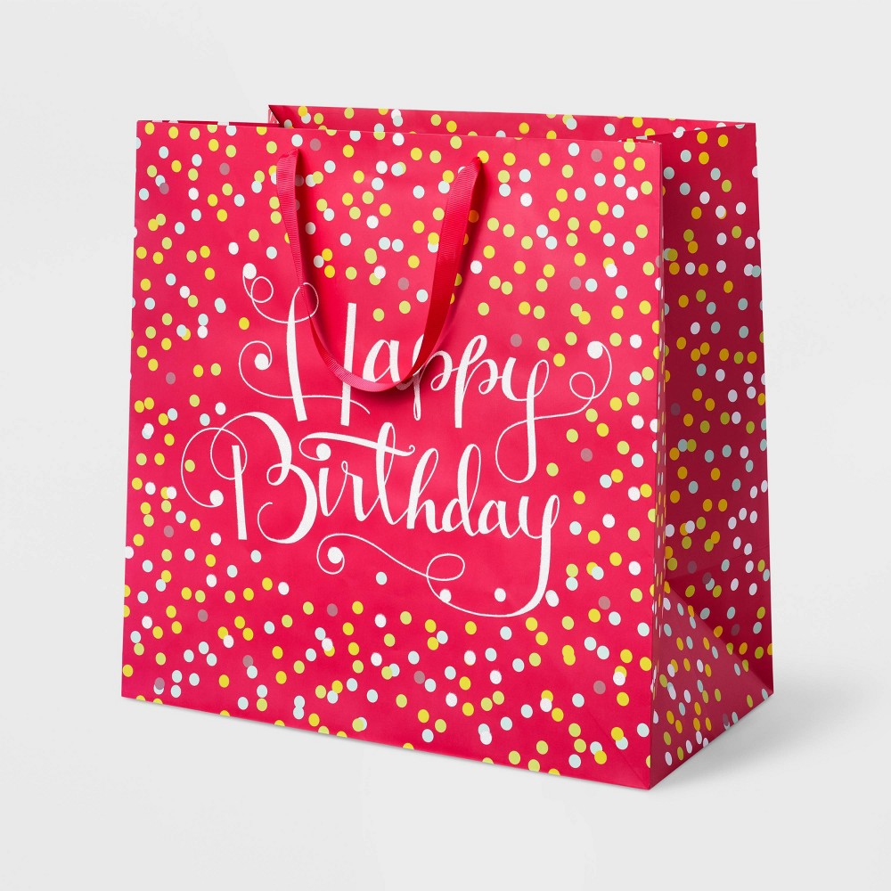 Photos - Other Souvenirs Large Confetti Birthday Gift Bag Pink - Spritz™