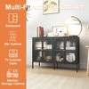 Ridstar 47.24 in. W Modern Metal Sideboard Cabinet with 4 Glass Door & Storage For Kitchen & Living Room-Black - 3 of 4