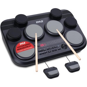 Pyle 8-Pad Tabletop Digital Drum Machine Kit with Foot Pedals and Drumsticks - 1 of 4