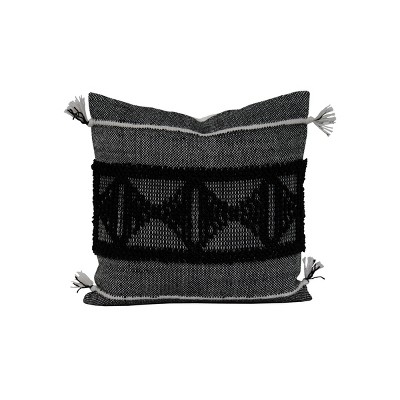 Black Triangle Pattern Hand Woven 18x18" Outdoor Decorative Throw Pillow - Foreside Home & Garden