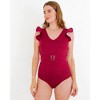 Burgundy Ruffle One-Piece - 2 of 2
