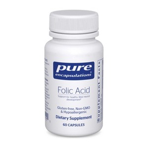 Pure Encapsulations Folic Acid - Hypoallergenic Dietary Supplement - 60 Capsules - 1 of 4