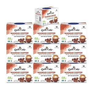 Quik Caf Madras Coffee Instant Coffee Latte - 100 Count (10 Boxes of 10 Each) - All Natural Preservative Free Coffee Latte - 1 of 4