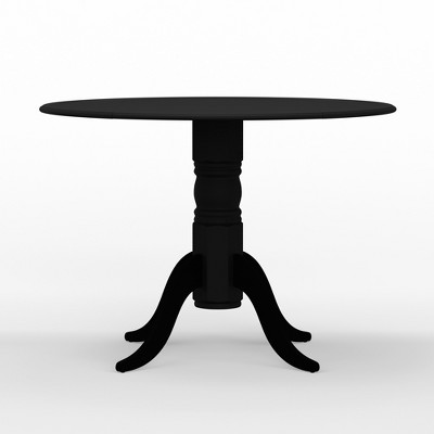 Noir Oak Round Extendable Dining Table with Carved Pedestal Base