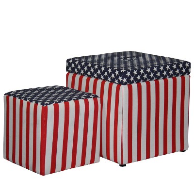 Patriotic Storage Ottoman with 1 Extra Seating - Ore International