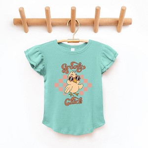 The Juniper Shop Groovy Chick Checkered Toddler Flutter Sleeve Tee - 1 of 2