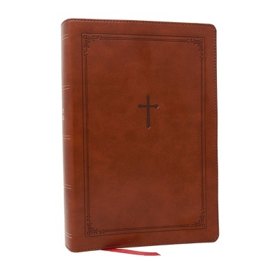 KJV Giant Print End-Of-Verse Reference Bible, Brown Leathersoft, Red Letter, Comfort Print - by  Thomas Nelson (Leather Bound)