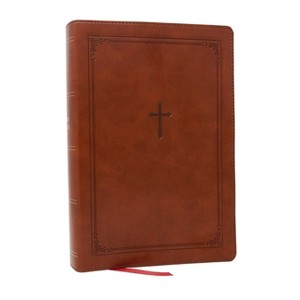 KJV Giant Print End-Of-Verse Reference Bible, Brown Leathersoft, Red Letter, Comfort Print - by  Thomas Nelson (Leather Bound) - 1 of 1