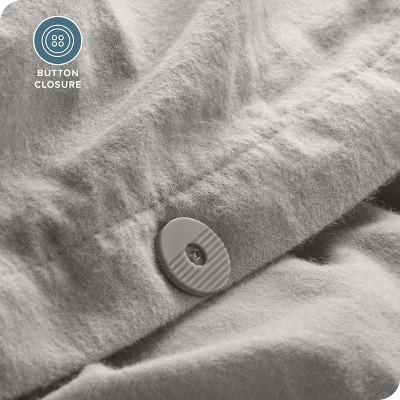 Light Grey Twin/Twin XL Cotton Flannel Duvet Cover Set