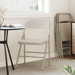 Metal Folding Chairs , Double-Hinged Heavy Duty Steel Frame, Foldable & Stackable - 1 of 4