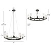 LNC Bohonicist 9-Lights 31" Candle Wagon Wheel Modern Farmhouse Oversized Chandelier,Matte Black and Glass - 3 of 4