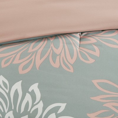 Madison Park Full Calla Complete Comforter Sheet Set - Blush/Gray: Microfiber Bedding Ensemble with Embroidered Details — фото 5