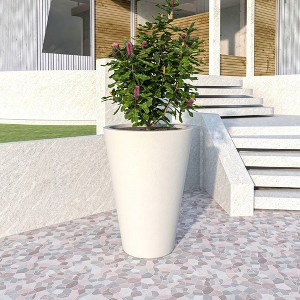 LeisureMod Pebble Fiberstone and MGO Clay Planter Tapered Round Planter Pot for Indoor and Outdoor - 1 of 4