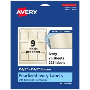 Avery Pearlized Ivory Square Labels with Sure Feed Technology, 2.5" x 2.5" - 1 of 4