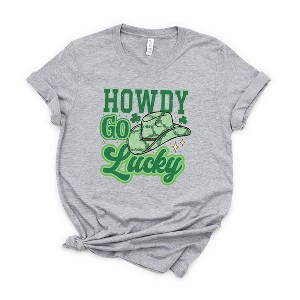 Simply Sage Market Women's Howdy Go Lucky Cowboy Hat Short Sleeve Garment Dyed Tee - 1 of 3