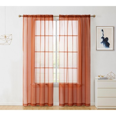 HLC.ME Sheer Voile Transparent Window Treatment Rod Pocket Curtain Panels - Set of 2