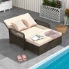 Tangkula Patio Rattan Daybed Wicker Loveseat Sofa w/ Multifunctional Ottoman - 2 of 4